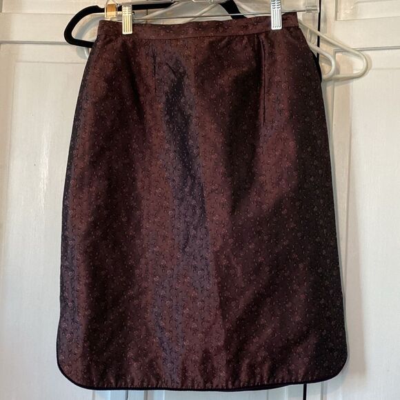 SOLE floral silk Pencil skirt with velvet accent - Size 6 - Picture 7 of 7